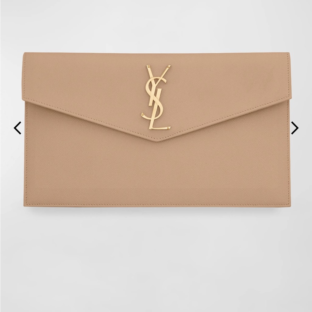YSL Uptown Clutch in Grained Leather (Brand New)